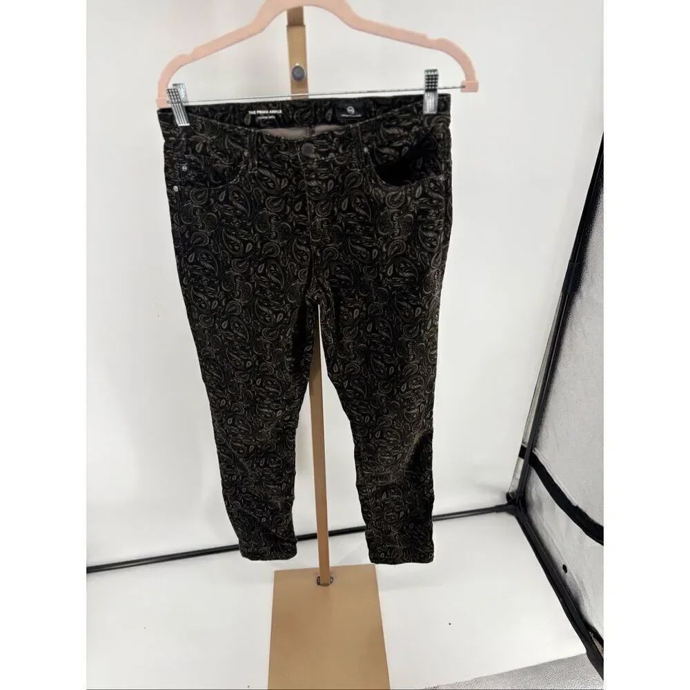 AG Adriano Goldschmied The Prima Ankle Velvet Paisley Skinny Jeans 30R